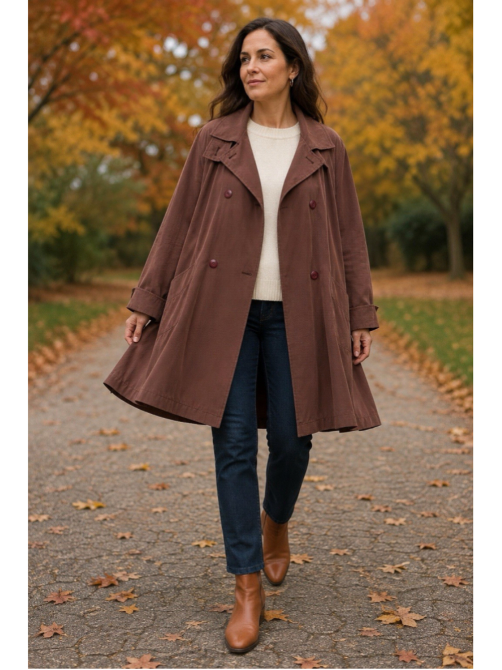 Vintage Steve by Searle Trench Coat Women 12 Brown A-Line Tent Oversized USA